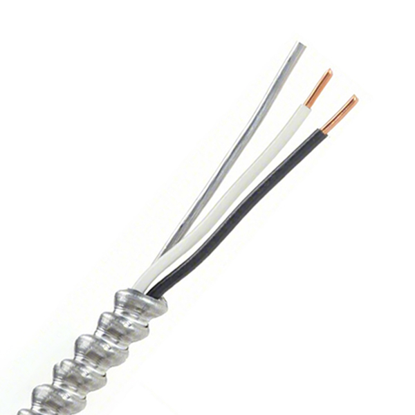 10 AWG Metal Clad Armored Cable – 2 Conductor Copper, Aluminum Jacket, THHN Insulation