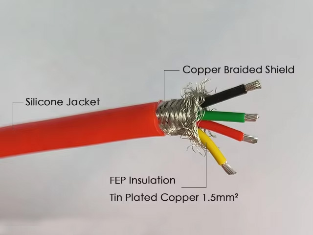 4-Core 1.5mm² High-Temp Welding Cable | Silicone Rubber & FEP Hybrid 600V-Picture1