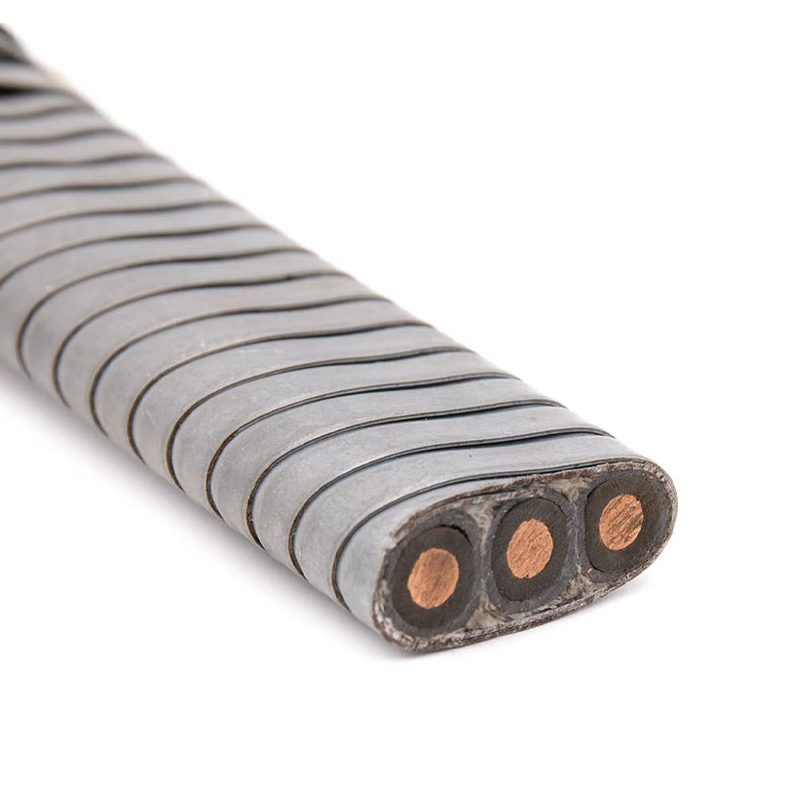 3×6AWG Flat Submersible Pump Cable with Oil Tube – 5kV Lead-Sheathed ESP Power Cable (EPDM/Galvanized Steel)-Picture1